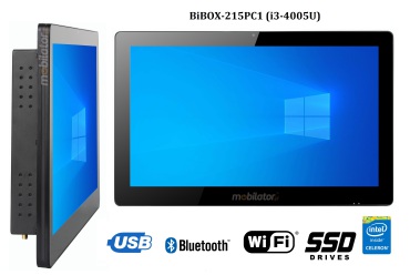 BiBOX-215PC1 (i3-4005U) v.6 - Nowoczesny panelowy komputer z dotykowym ekranem, odpornoci IP65, WiFi i rozszerzonym dyskiem SSD (512 GB)