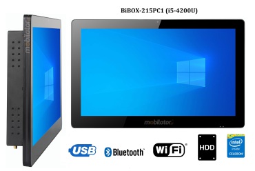 BiBOX-215PC1 (i5-4200U) v.7 - Panelowy komputer z dotykowym ekranem, WiFi, 8GB RAM z dyskiem HDD (500 GB) oraz Bluetooth