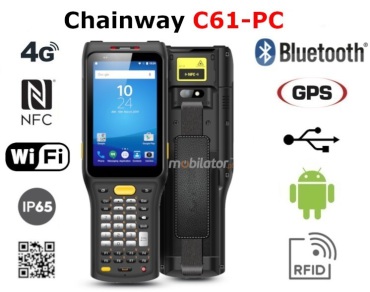 Chainway C61-PC v.13 - Kompleksowy inwentaryzator ze skanerem 2D Zebra SE4750SR + UHF RFID, 3GB RAM i 32GB ROM, odporn bateri