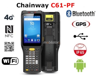Kompleksowy terminal danych dla hurtowni z NFC, 4G, WiFi, skanerem 2D (20m zasigu), IP65 - Chainway C61-PF v.3