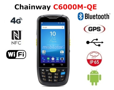 Chainway C6000M-QE v.1 - Odporny skaner magazynowy z moduem NFC, omiordzeniowym procesorem, 3GB RAM oraz 32GB ROM