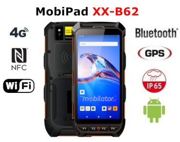 MobiPad XX-B62 v.1 - Wodoszczelny kolektor-inwentaryzator (System Android 10) z NFC + 4G LTE + Bluetooth + WiFi
