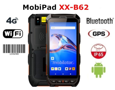 MobiPad XX-B62 v.3 - Wzmocniony kolektor danych do magazynu (System Android 10) ze skanerem kodw kreskowych 1D Zebra SE965 + 4G LTE + Bluetooth + WiFi