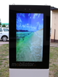 Stojcy totem zewntrzny Gablota informacyjna na lotnisko Digital signage  43-calowy totem stojcy z ekranem 4K, wandaloodporny z alarmem, systemem Android  NoMobi Trex 43