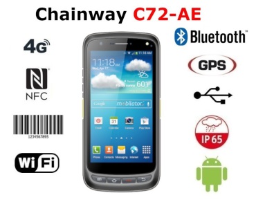 Chainway C72-AE v.3 - Przystosowany dla przemysu kolektor danych dla sklepu z Androidem 11.0, skanerem 1D Zebra SE965, 3GB RAM i 32GB ROM