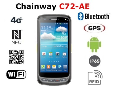 Chainway C72-AE v.9 - Porczny i wytrzymay kolektor danych z moduem NFC, WiFi, GPS oraz UHF RFID i czytnikiem kodw kreskowych 1D oraz 2D