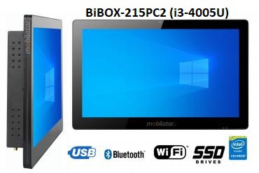 BiBOX-215PC2 (i3-4005U) v.8 - Przemysowy panelowy komputer z dotykowym ekranem, WiFi i rozszerzonym dyskiem SSD (512 GB)