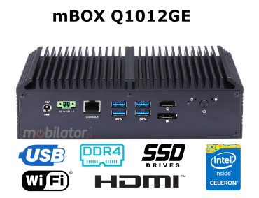 mBOX- Q1012GE v.2 - MiniPC z procesorem Intel Celeron, 8x LAN i WiFi