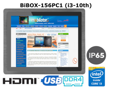 BiBOX-156PC1 (i3-10110U) v.1 - Przemysowy komputer panelowy z ekranem 15.6 cala, speniajcy normy odpornoci IP65