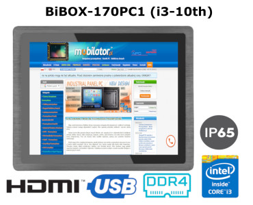 BiBOX-170PC1 (i3-10110U) v.1 - 17-calowy przemysowy komputer panelowy, z procesorem i3, speniajcy normy odpornoci IP65