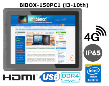 BiBOX-150PC1 (i3-10110U) v.5 - Mocny panelowy komputer z technologi 4G, dotykowym ekranem, IP65, 16 GB RAM i rozszerzonym dyskiem SSD 512 GB