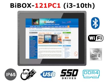 BiBOX-121PC1 (i3-10th) v.6 - Panel z 16 GB RAM i ekranem dotykowym, moduem WiFi i Bluetooth, SSD (512 GB), 1xLAN, 4xUSB