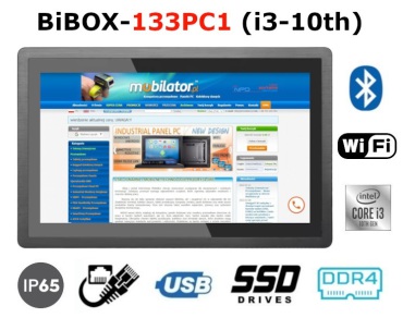 BiBOX-133PC1 (i3-10th) v.2 - Pancerny panelPC z norm odpornoci IP65 na ekran, dyskiem 128 GB SSD, oraz WiFi i Bluetooth- wspierajcy Windows 10