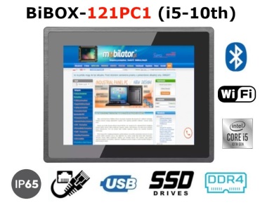 BiBOX-121PC1 (i5-10th) v.3 - Komputer przemysowy PanelPC z moduem Bluetooth i WiFi z 8 GB RAM i dyskiem 256 GB SSD oraz standardem odpornoci ekranu IP65 (1xLAN)