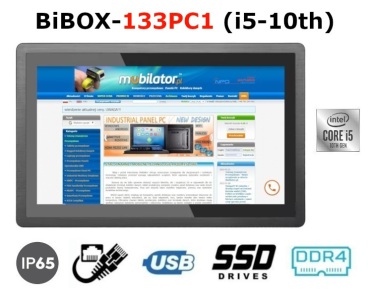 BiBOX-133PC1 (i5-10th) v.1 - Odporny na wod i kurz komputer panelowy z norm odpornoci IP65 na panel przedni oraz Intel Core i5