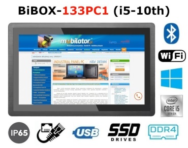 BiBOX-133PC1 (i5-10th) v.8 - Wydajny dotykowy panelowy komputer z WiFi, Bluetooth, 8 GB RAM, dyskiem SSD 256 GB i z Licencj Windows 10 PRO