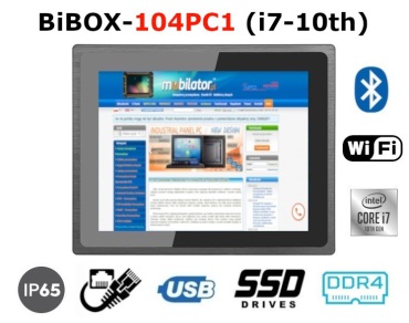 BiBOX-104PC1 (i7-10th) v.4 - Niezwykle wytrzymay panel przemysowy (norma IP65), technologia WiFi i Bluetooth i 8 GB RAM i dysk twardy 512 GB SSD (1xLAN)