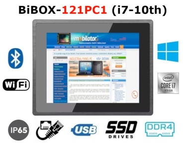 BiBOX-121PC1 (i7-10th) v.6 - 12-calowy panel komputerowy dla chodni z szybkim procesorem i7, Bluetooth, 8 GB RAM oraz dyskiem 256 GB SSD (Licencja Windows 10 PRO)