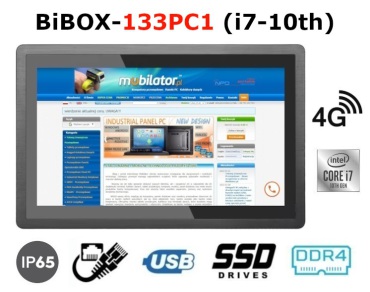 BiBOX-133PC1 (i7-10th) v.3 - Wspierajcy Windows 10, 13-calowy, panel komputerowy dla chodni, wyposaony w 4G, szybki dysk SSD (256 GB) i 8 GB RAM