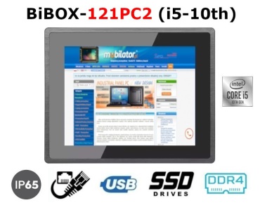 BiBOX-121PC2 (i5-10th) v.1 - Metalowy panel przemysowy z norm odpornoci IP65, procesorem i5, 4 GB RAM, dyskiem 64 GB SSD (2xLAN, 4xUSB)