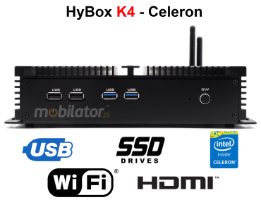 HyBOX K4 - Lekki i mały komputer przemysłowy do użytku  w transporcie 