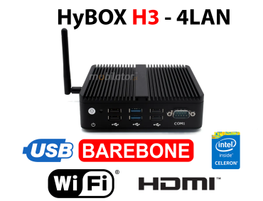 HyBOX H3-4LAN - Energooszczędny miniPC przemysłowy w metalowej obudowie do użytku w transporcie i na magazynie