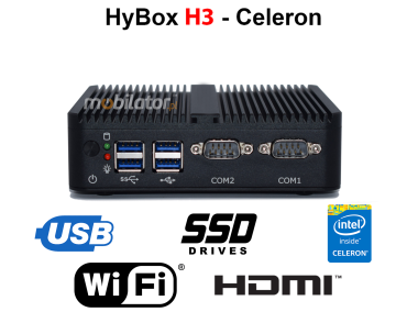 HyBOX H3 - Celeron J1900-2C - Niesamowicie wydajny komputer przemysłowy typu miniPC w odpornej metalowej obudowie