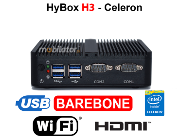 HyBOX H3 - Celeron J4125 -  Niesamowicie wydajny komputer przemysłowy typu miniPC w odpornej metalowej obudowie
